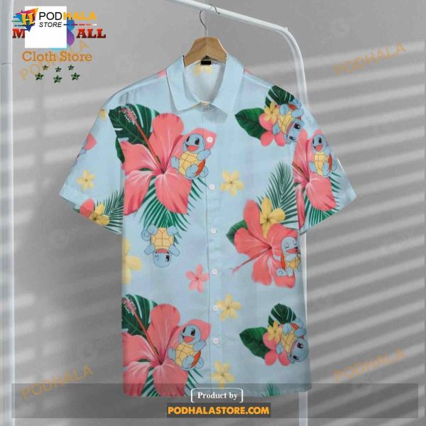 Pokemon Squirtle Tropical Flowers Pokemon Funny Hawaiian Shirt