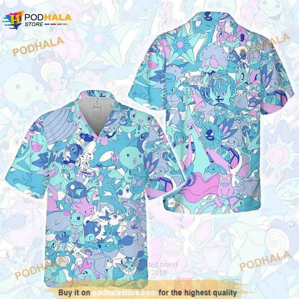 Pokemon Water Type Funny 3D Hawaiian Shirt