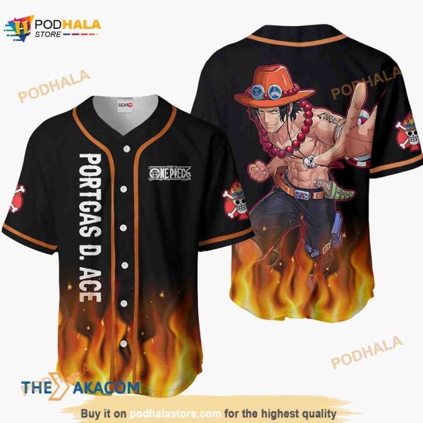Portgas D Ace Anime 3D Baseball Jersey Shirt