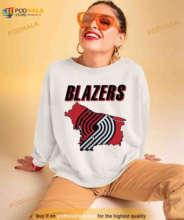 Portland Trail Blazers Basketball Map Logo 2023 Shirt