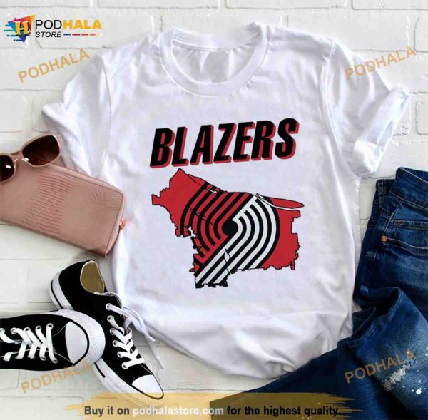 Portland Trail Blazers Basketball Map Logo 2023 Shirt