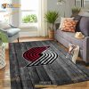 Portland Trailblazers Nba Team Logo Grey Wooden Home Decor Gift Rectangle Area Rug