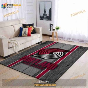 Portland Trailblazers Nba Team Logo Wooden Home Decor Gift Rectangle Area Rug
