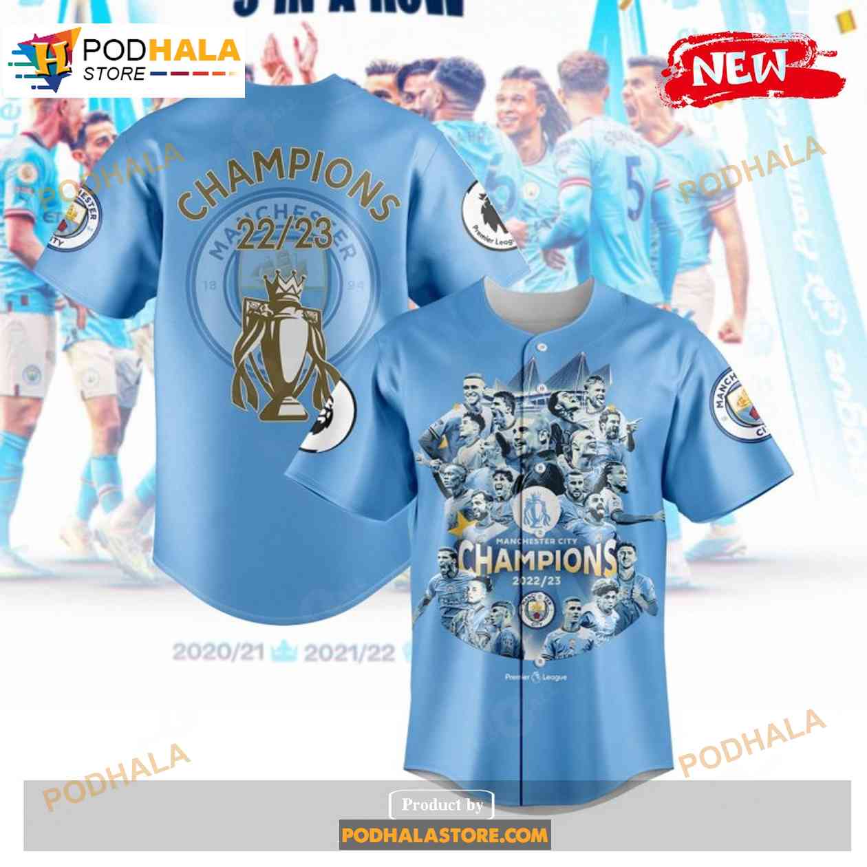 Manchester City 22/23 League Champions Men's Tee