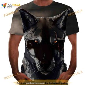 Print Graphic Wolf Animal Short Sleeve 3D Shirt