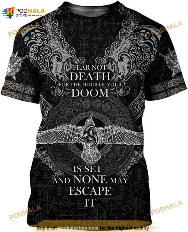 Print Men’s Raven 3D Shirt, Horns Of Odin Viking Quick Dry Short Sleeve Norse Mythology