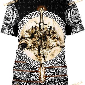 Print Norse Mythology Animal Wolf Tattoo 3D Shirt