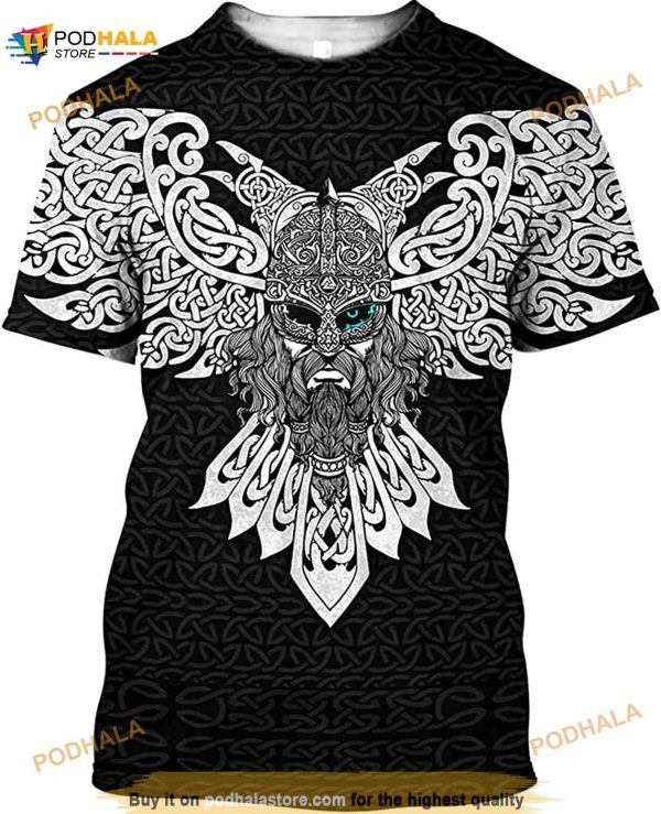 Print Norse Mythology Odin Raven Tattoo 3D Shirt