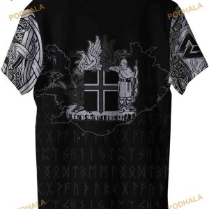 Print Raven Men's 3D Shirt, Summer Quick Dry Norse Viking Compass Rune Amulet