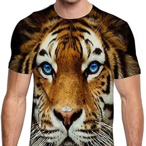 Print Tiger 3D Shirt, Novelty Short Sleeve Funny Graphic 3D Shirt For Couples
