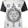 Print Viking Midgard Serpent Men's Amulet 3D Shirt, Summer Quick Dry Alchemy Rune Shirt