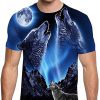 Print Wolf 3D Shirt, Novelty Short Sleeve Funny Graphic 3D Shirt For Couples