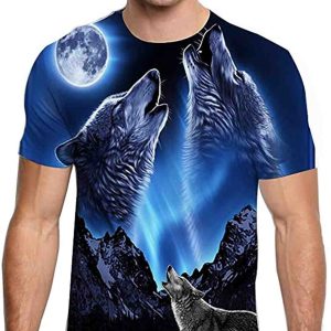 Print Wolf 3D Shirt, Novelty Short Sleeve Funny Graphic 3D Shirt For Couples