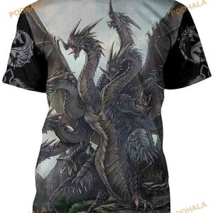 Printed Armor Tattoo And Dungeon Dragon Skull 3D Shirt