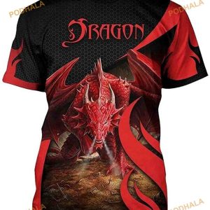 Printed Armor Tattoo And Dungeon Dragon Skull All Over Design 3D Shirt