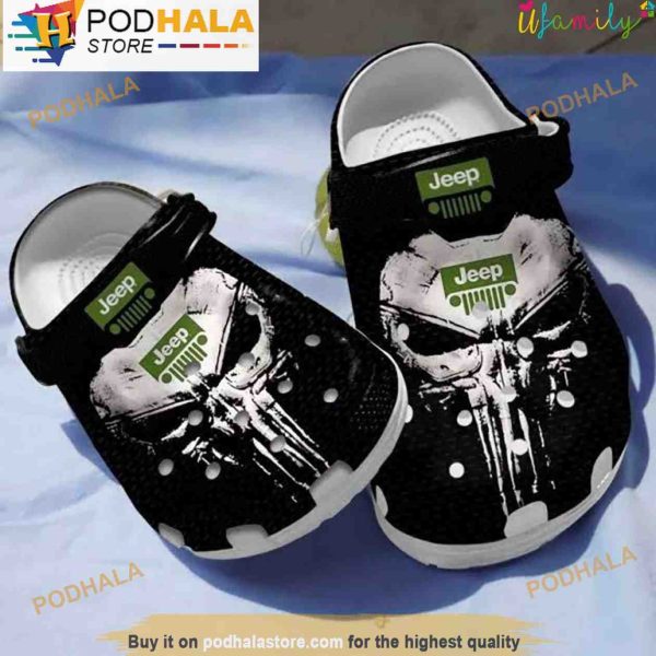 Punisher Skull Jeep 3D Crocs, Funny Crocs