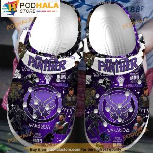 Purple Black Panther 3D Crocs Slippers, Funny Crocs