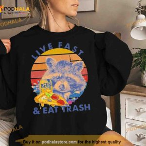 Raccoon Drink Beer Live Fast Eat Trash 2023 Vintage Shirt 2
