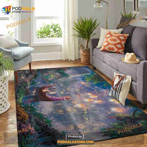 Rapunzel And Flynn Rider By The River Disney Living Room Area Rug, Home Decor Gift