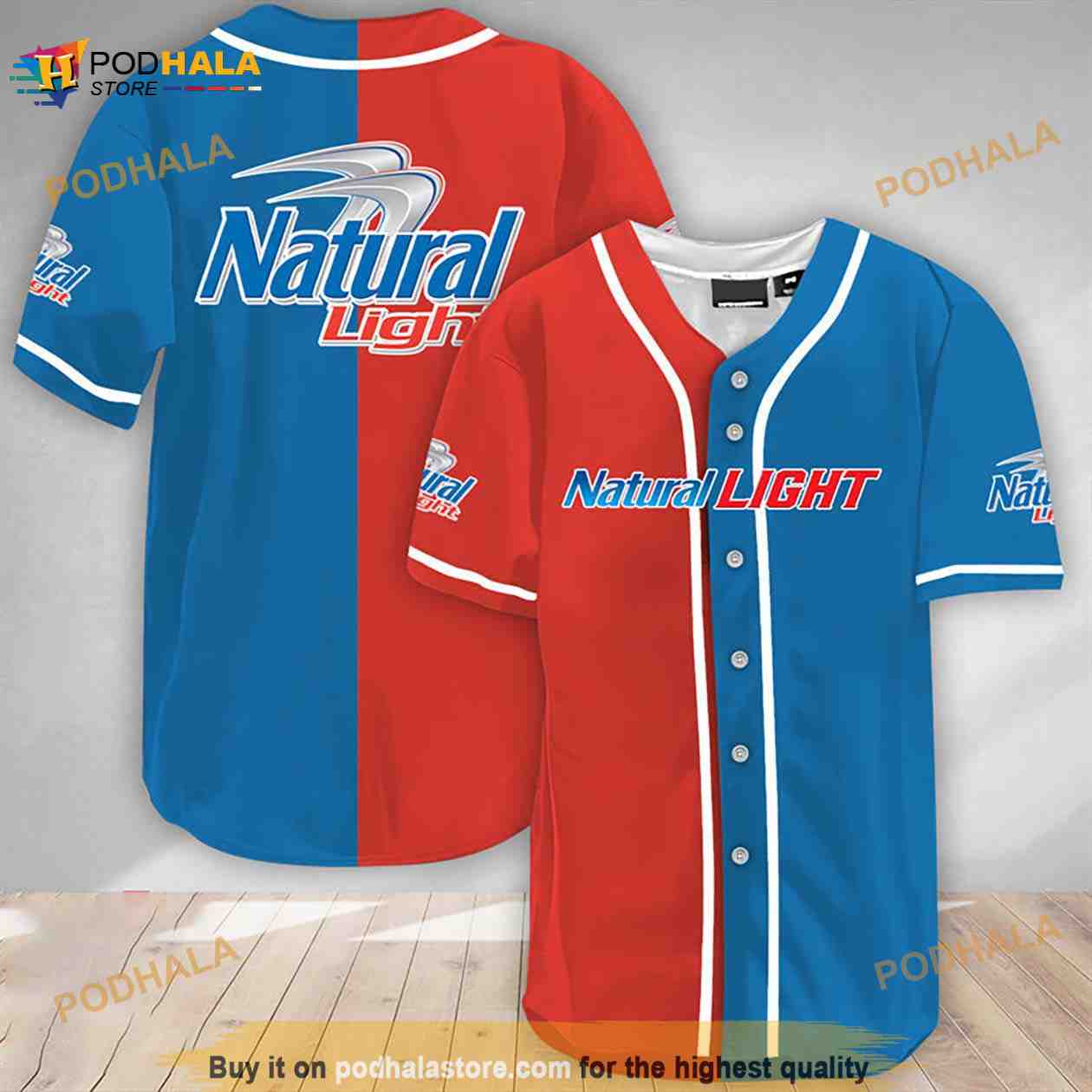 Red And Blue Split Natural Light 3D Baseball Jersey - Bring Your