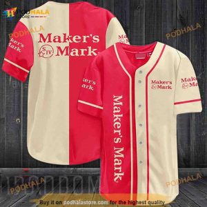Red - Beige Maker's Mark 3D Baseball Jersey