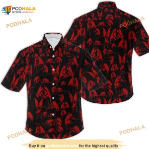 Red Demon Pattern Men's Hawaiian Shirt