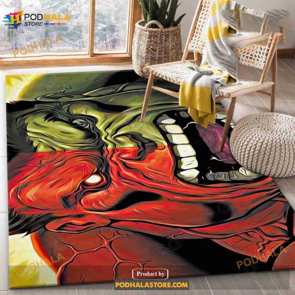 Red Hulk Vs Green Hulk Rug Living Room Rug Home Decor Gift