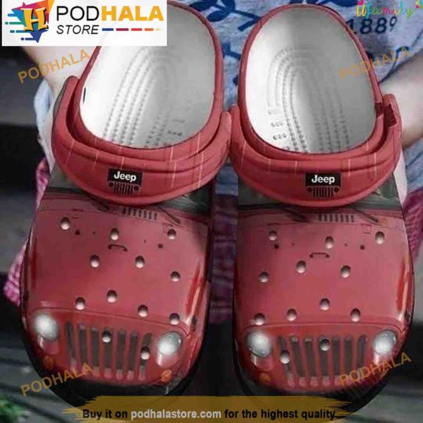 Red Jeep 3D Crocs, Funny Crocs