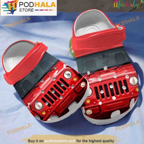 Red Jeep Car 3D Crocs, Funny Crocs