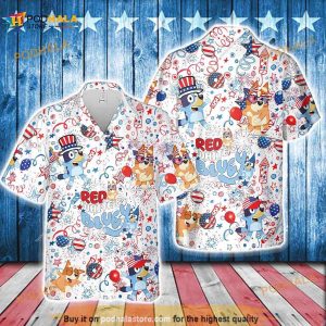 Red White Blueydad Hawaiian Shirt, Blueydad And Bingo 4th July Gift