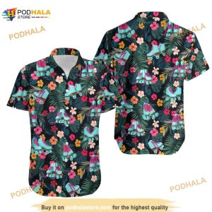 Roller Skates Hawaiian Shirt, Roller Derby Beach Tropical Shirt