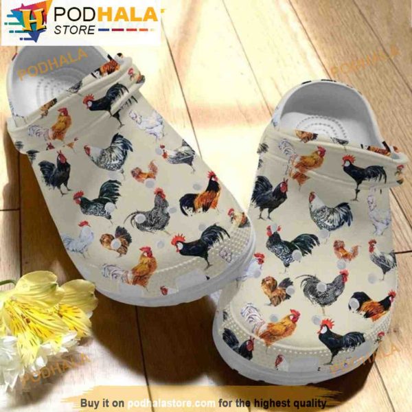 Rooster Chicken 3D Crocs Clog Shoes, Funny Crocs