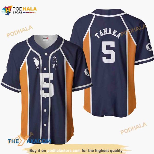 Ryunosuke Tanaka Haikyuu Anime Costume 3D Baseball Jersey Shirt