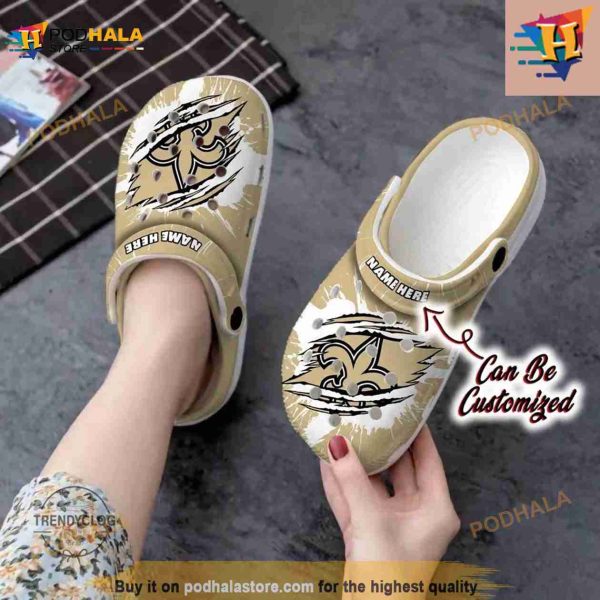 Saints Crocs Personalized New Orleans Saints Football Ripped Claw Crocs Clog Shoes