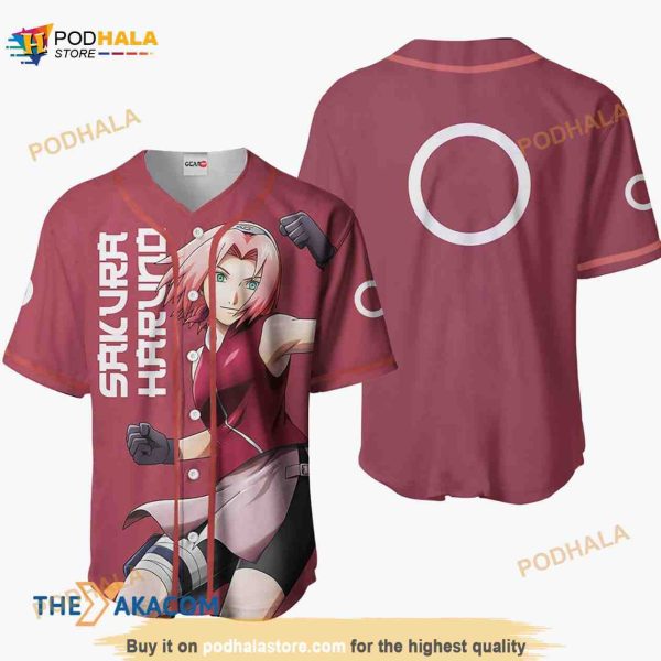 Sakura Haruno Naruto Anime 3D Baseball Jersey Shirt