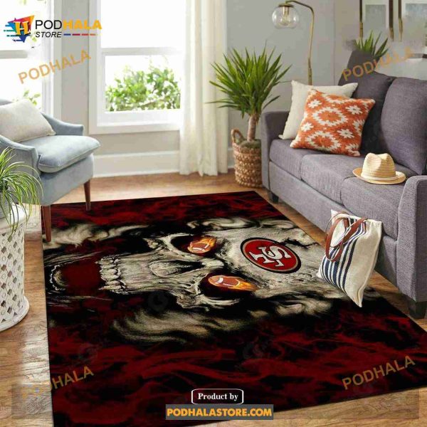 San Francisco 49ers NFL Team Logo Skull Style Nice Gift, Indoor Outdoor Rugs