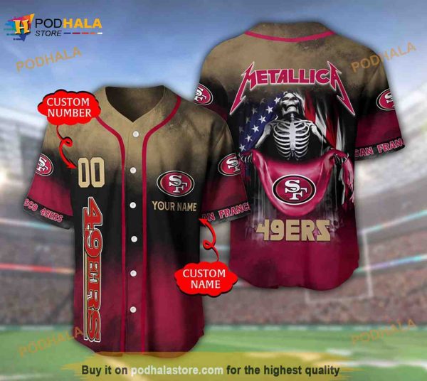 San Francisco 49ers Personalized Name Number Metallica 3D Baseball Jersey