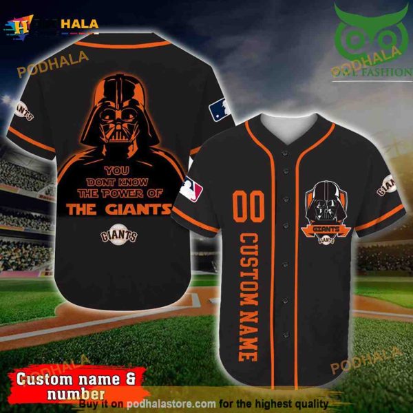 San Francisco Giants 3D Baseball Jersey Darth Vader Star Wars Personalized Name Number