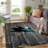 San Jose Sharks Nhl Team Logo Grey Wooden Home Decor Gift Rectangle Area Rug