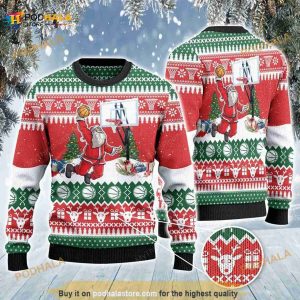 Santa Playing Basketball Dribble All Over Print Funny Ugly Sweater