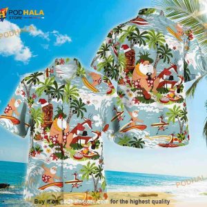 Santa Surfing Summer Hawaiian Shirt, Funny Christmas In July Gift