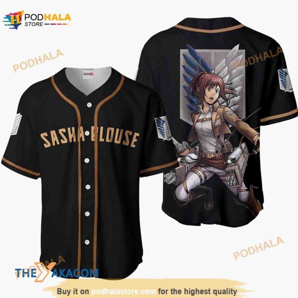 Sasha Blouse Attack On Titan Anime 3D Baseball Jersey Shirt