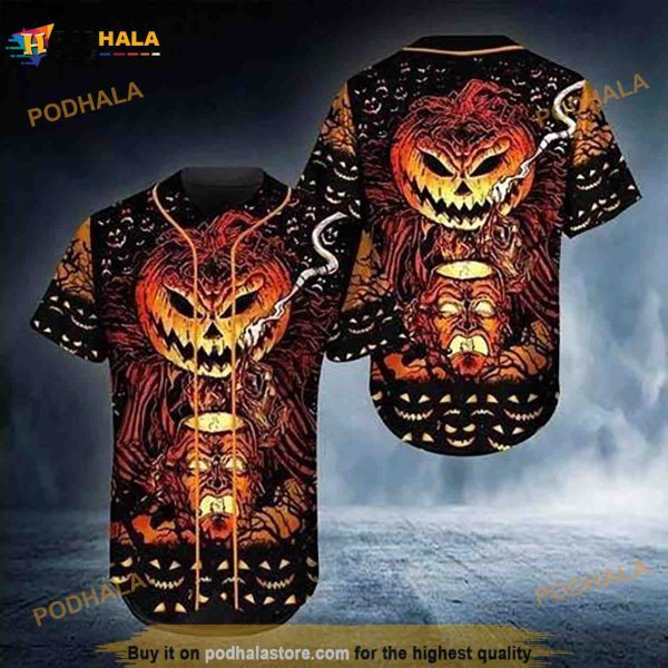 Scary Pumpkin Halloween Unisex 3D Baseball Jersey