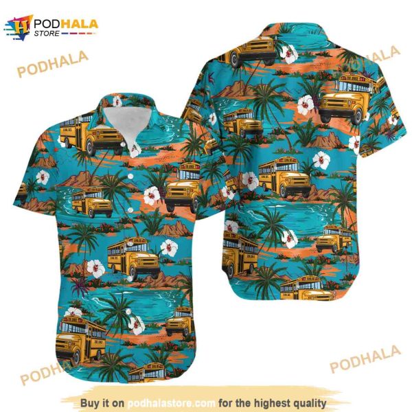 School Bus Summer Hawaiian Shirt, Driver Summer Aloha Shirt