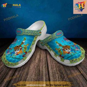 Scooby Doo Patterns Blue Green Graphic Cartoon Unisex Crocs Clog Shoes 3