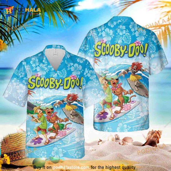 Scooby Doo Surfing Summer Vacation Hawaiian Shirt, Tropical Flower Shirt