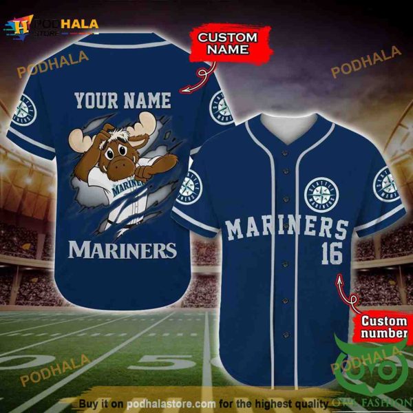 Seattle Mariners 3D Baseball Jersey Personalized Name Number