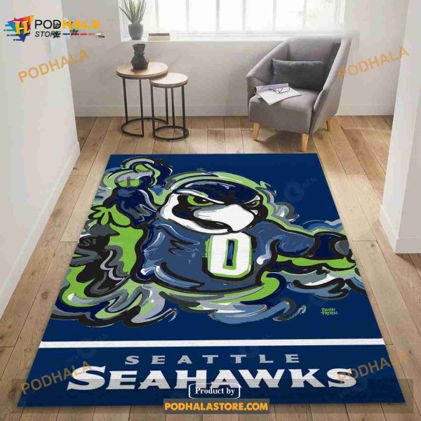 Seattle Seahawks NFL Reangle Area Rug, Living Room Rug, Home Decor Floor Decor