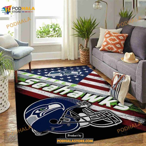 Seattle Seahawks NFL Team Logo American Style Nice Gift Home Decor Area Rug Rugs For Living Room