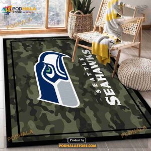 Seattle Seahawks NFL Team Logo Camo Style Nice Gift Home Decor Rectangle Area Rug